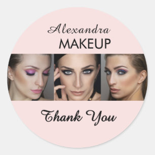 Blush Roze Script Logo Foto Make-up Bedankt Ronde Sticker