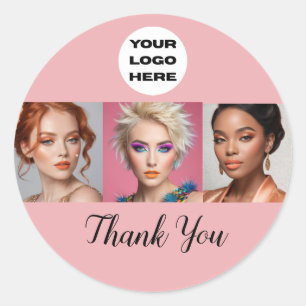 Blush Roze Script Logo Foto Make-up Bedankt Ronde Sticker