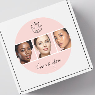 Blush Roze Script Logo Foto Make-up Bedankt Ronde Sticker