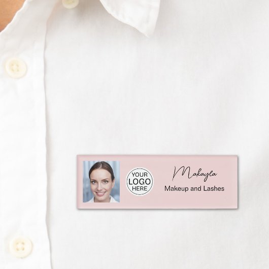 Blush Roze Script Logo Foto Make-up  Naambadge