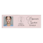 Blush Roze Script Logo Foto Make-up Naambadge (Voorkant)