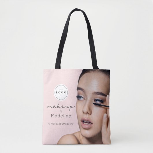 Blush Roze Script Logo Foto Make-up Studio Draagtas (Voorkant)