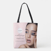 Blush Roze Script Logo Foto Make-up Studio Draagtas (Achterkant)