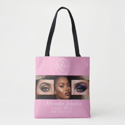 Blush Roze Script Logo Foto Make-up Studio Draagtas (Voorkant)
