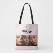 Blush Roze Script Logo Foto Make-up Studio  Draagtas (Voorkant)