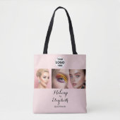 Blush Roze Script Logo Foto Make-up Studio Draagtas (Voorkant)