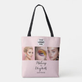 Blush Roze Script Logo Foto Make-up Studio Draagtas (Achterkant)