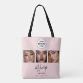 Blush Roze Script Logo Foto Make-up Studio Draagtas (Achterkant)