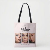 Blush Roze Script Logo Foto Make-up Studio Draagtas (Voorkant)