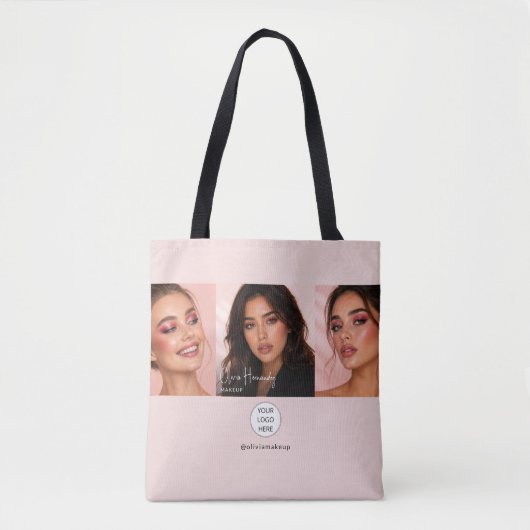 Blush Roze Script Logo Foto Make-up Studio Draagtas (Voorkant)