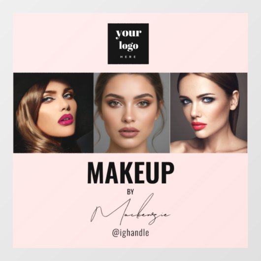 Blush Roze Script Logo Foto Make-up Studio Raam Raamsticker (Vel)