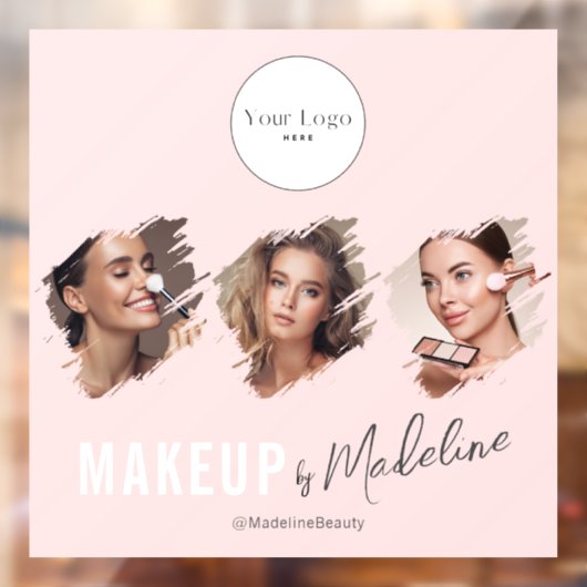 Blush Roze Script Logo Foto Make-up Studio Raamsticker (Vel 2)