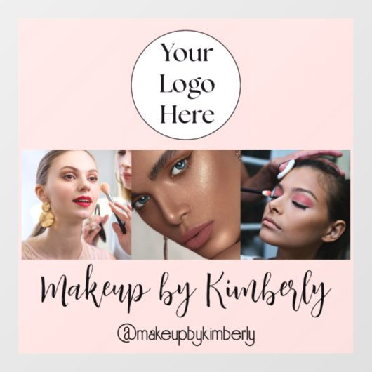 Blush Roze Script Logo Foto Make-up Studio Raamsticker (Vel)