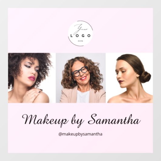 Blush Roze Script Logo Foto Make-up Studio Raamsticker (Vel)