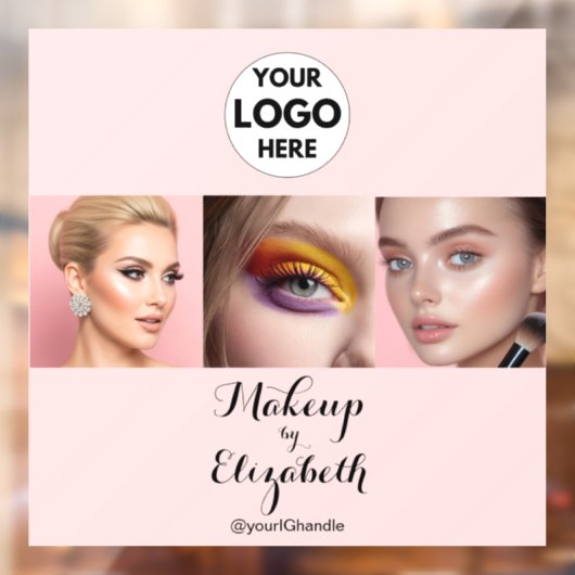 Blush Roze Script Logo Foto Make-up Studio Raamsticker (Vel 2)