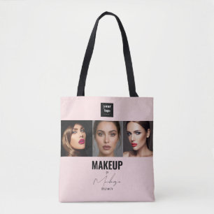 Blush Roze Script Logo Foto Make-up Studio Ramen Draagtas
