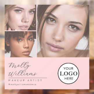 Blush Roze Script Logo Foto Make-up Studio Ruit  Raamsticker