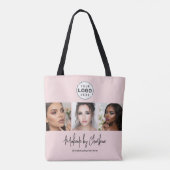 Blush Roze Script Logo Foto Make-upstudio Draagtas (Achterkant)