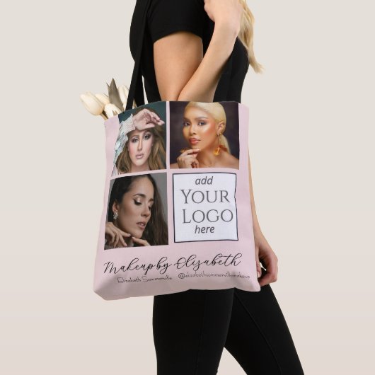 Blush Roze Script Logo Foto Make-upstudio Draagtas (Dichtbij)