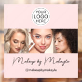 Blush Roze Script Logo Foto Make-upstudio Raamsticker (Vel 2)