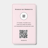 Blush Roze Script Logo Foto Makeup Logo QR Code B Badge (Achterkant)