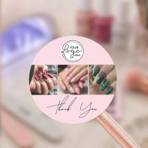 Blush Roze Script Logo Foto Nagelsalon Bedankt