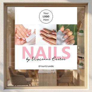 Blush Roze Script Logo Foto Nagelsalon Raamsticker