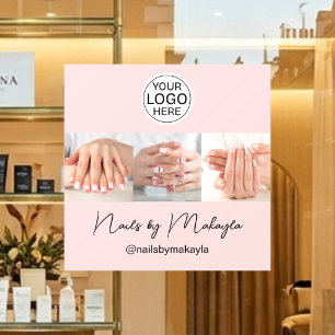 Blush Roze Script Logo Foto Nagelsalon Raamsticker