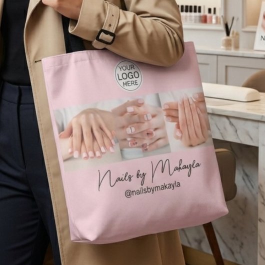 Blush Roze Script Logo Foto Nagelstudio Draagtas