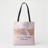 Blush Roze Script Logo Foto Nagelstudio Draagtas (Voorkant)
