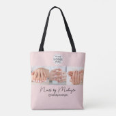 Blush Roze Script Logo Foto Nagelstudio Draagtas (Achterkant)