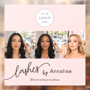 Blush Roze Script Logo Foto Wimpers Make-up Studio Raamsticker