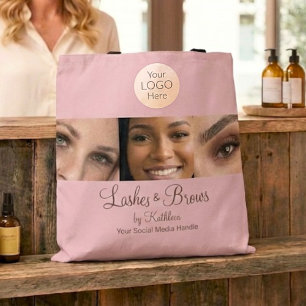 Blush Roze Script Logo Foto Wimpers Wenkbrauwen St Draagtas