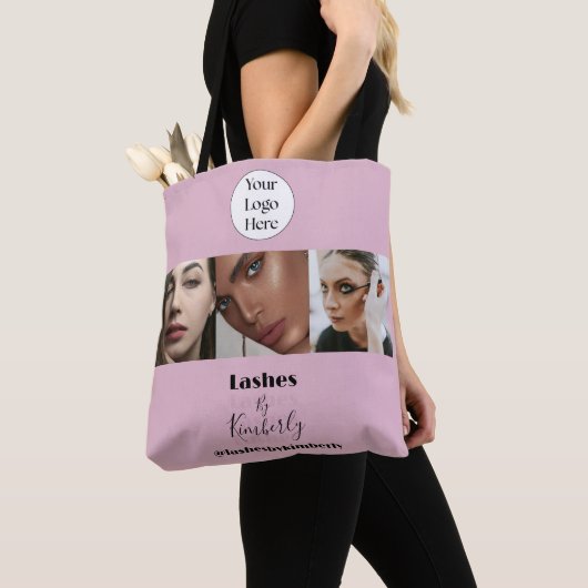 Blush Roze Script Logo Foto Wimperstudio Draagtas (Dichtbij)