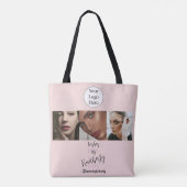 Blush Roze Script Logo Foto Wimperstudio Draagtas (Achterkant)