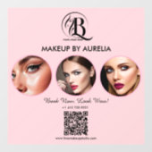 Blush Roze Script Logo QR Code Foto Make-up Raamsticker (Vel)