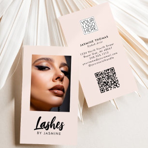 Blush Roze Script Logo QR Code Foto Wimper Artiest Visitekaartje