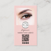 Blush Roze Script Logo QR Code Foto Wimpers Studio Visitekaartje (Voorkant)