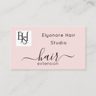 Blush Roze Script Logo QR Code Haarverlenging Visitekaartje