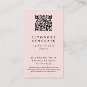 Blush Roze Script Logo QR Code Wimpers Visitekaartje (Achterkant)