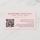 Blush Roze Script Logo QR Code Wimpers Visitekaartje (Achterkant)