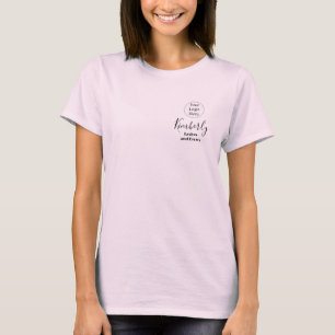 Blush Roze Script Logo Wimperstudio Personeel T-shirt