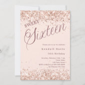 Blush roze script modern Sweet 16 Kaart (Voorkant)