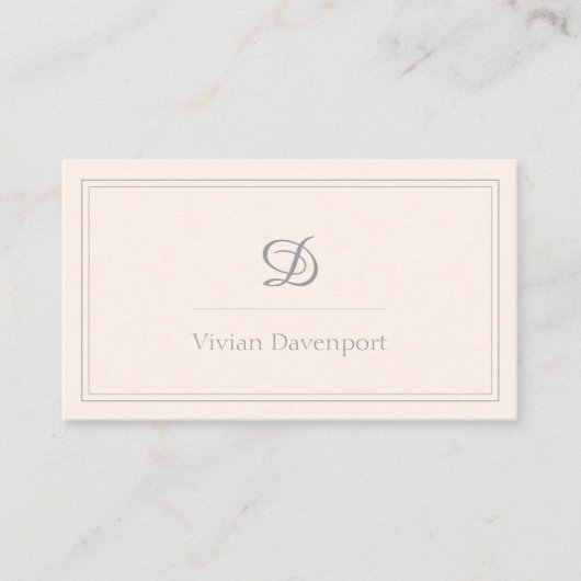 Blush roze Script Monogram | Minimalistisch Visitekaartje (Voorkant)