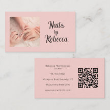 Blush Roze Script QR Code Foto Nagelstyliste