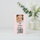 Blush Roze Script Sociale Icon QR Code Foto Wimper Visitekaartje (Staand voorkant)