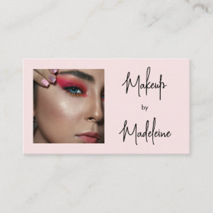 Blush Roze Script Sociale Icoon QR Code Foto Make- Visitekaartje