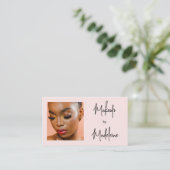 Blush Roze Script Sociale Icoon QR Code Foto Make- Visitekaartje (Staand voorkant)