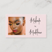 Blush Roze Script Sociale Icoon QR Code Foto Make- Visitekaartje (Voorkant)