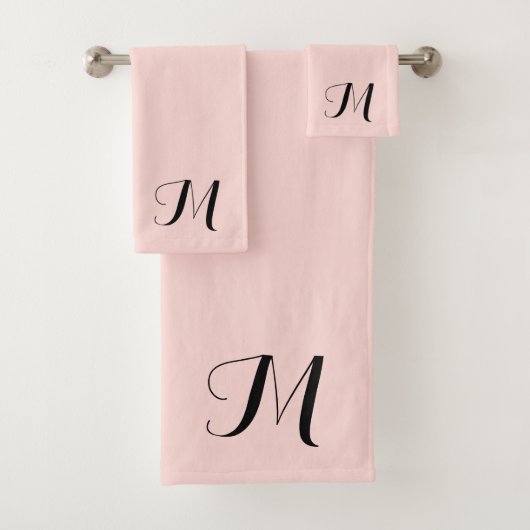 Blush Roze Script Typografie Monogram Initiaal Bad Handdoek (Insitu)